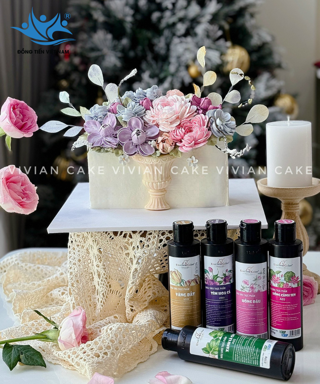 bánh kem màu siro Unicorn