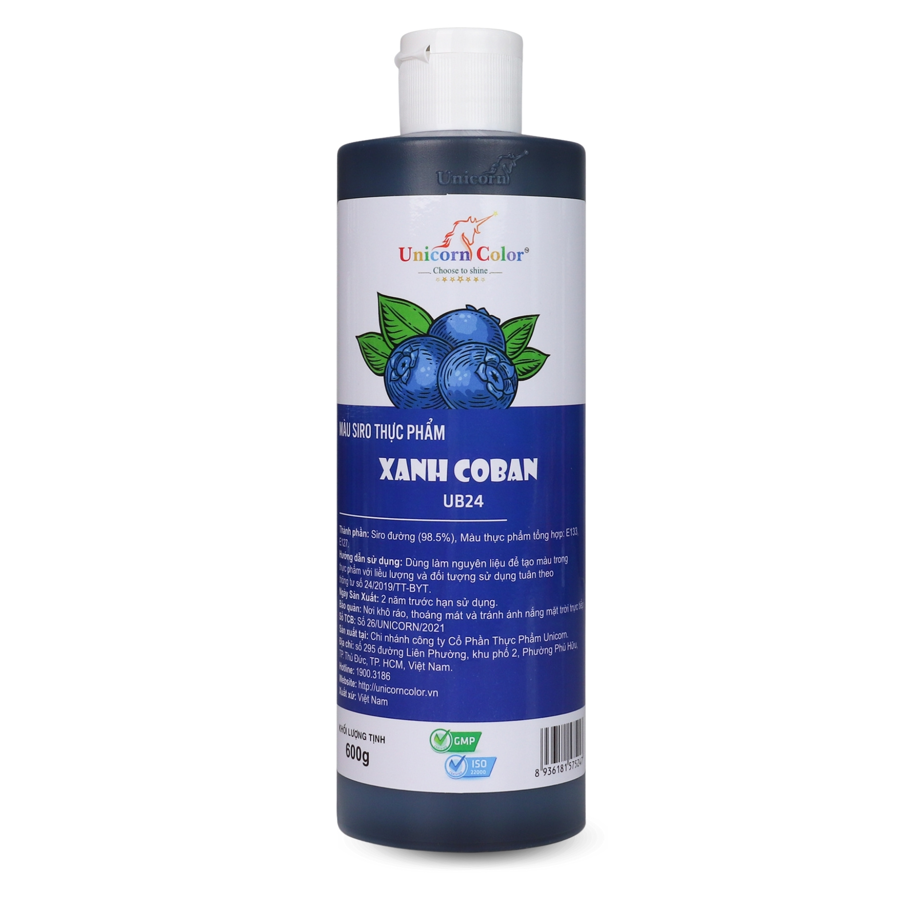 Màu Siro Unicorn Xanh Coban 600g